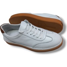 Growish GR0305 Gudi Baskı Hakiki Floter Deri Beyaz Üst Kalite Kauçuk Taban Erkek Sneaker Ayakkabı