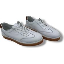 Growish GR0305 Gudi Baskı Hakiki Floter Deri Beyaz Üst Kalite Kauçuk Taban Erkek Sneaker Ayakkabı