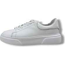 Growish GR0308 Hakiki Özel Yapım Floter Deri Yüksek Eva Taban Beyaz Sneakers Erkek Ayakkabı
