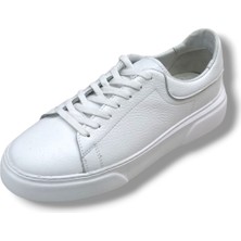 Growish GR0308 Hakiki Özel Yapım Floter Deri Yüksek Eva Taban Beyaz Sneakers Erkek Ayakkabı