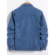 Wkm Erkek Jean Denim Standart Kalıp Cepli Düğmeli Kot Ceket