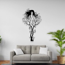 Abronya Duvar Metal Aksesuar Lazer Kesim Ağaç Kadın Tablo