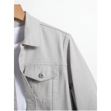 Wkm Erkek Jean Denim Standart Kalıp Cepli Düğmeli Kot Ceket