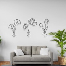 Abronya Koridor Duvar Aksesuarları Vazoda Bahar Çiçekleri Metal Dekor