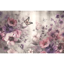 Özel Duvarlar Romantik Çiçekler Duvar Kağıdı - Renkli Çiçekler ve Yapraklar