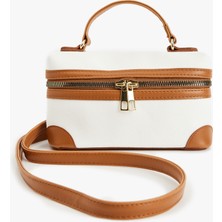 Koton Suni Deri Renk Bloklu Fermuarlı Saplı Askılı Çapraz Çanta