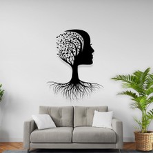 Abronya Duvar Dekorasyonu Metal Ağaç Kadın Tasarımlı Lazer Kesim Tablo