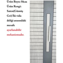Homdep Çelik Kapı Çekme Kolu Tutma Kolu Kare Model Renk Saten ( Gümüş Gri) 50CM