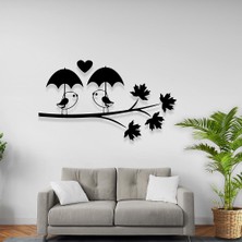 Abronya Metal Tablo Aşık Kuş Temalı Lazer Kesim Duvar Tablo
