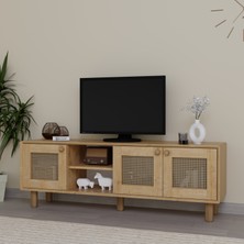 Bohem Serisi Natura Ceviz-Meşe Pvc Hasır Desen Tv Ünitesi