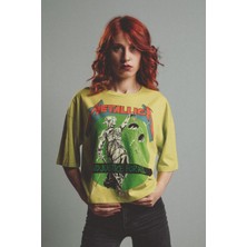Def Leppard Fosfor Yeşil Crop T-Shirt