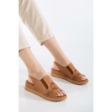 Analin Shoes Kadın  Deri Lastikli Sandalet - Beyaz