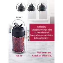 Alice Ahşap Tabanlı Metal Standlı 4'lü Çift Kapaklı Cam Baharatlık Seti - Tuzluk Biberlik 