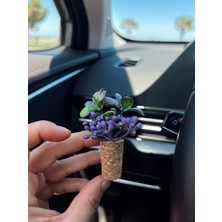 Dekoratif Mini Oto Klima Süsü|el Yapımı Mantar Saksı Çiçek Araba Kokusu|difüzör(Kokusuz)Mor Tomurcuk