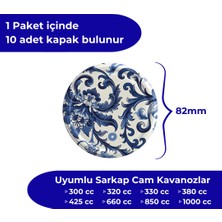 Hijyenik Paketli 10 Adet Kavanoz Kapağı – Çini Çiçek Model – 82 mm