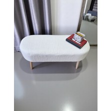 Eksen Teddy Kumaş Puf, Geniş Oturumlu Bench, Modern Ayak Ucu Pufu, Yumuşak Oturma & Sehpa, 90 x 35CM