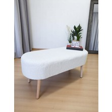 Eksen Teddy Kumaş Puf, Geniş Oturumlu Bench, Modern Ayak Ucu Pufu, Yumuşak Oturma & Sehpa, 90 x 35CM