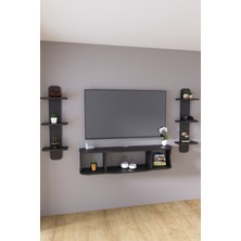 120 cm  Ayaksız Duvara Monteli Tv Ünitesi ve 2 Adet 90 cm  Uzunluk Duvar Rafı
