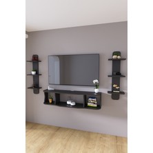 120 cm  Ayaksız Duvara Monteli Tv Ünitesi ve 2 Adet 90 cm  Uzunluk Duvar Rafı