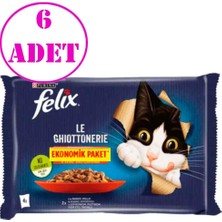 Felix Sığır Etli ve Tavuklu Yetişkin Kedi Maması 4X85 gr 6 Ad