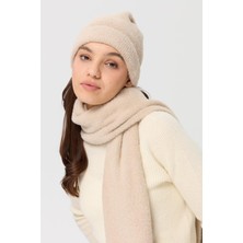 Desen Triko Kadın Triko Afrodit Kaşkol Bej