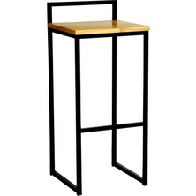 Abronya Ahşaplı Metal Bar Sandalyesi Metal Tasarım Tabure 1 Adet