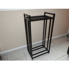 Abronya Metal Odun Düzenleyici Şömine Yanı Odun Rafı Siyah Renk 1 Adet