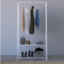 Abronya Metal Gardırop Kıyafet Askılığı Açık Ceket Askılığı Beyaz Renk 1 Adet