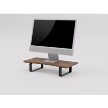 Doğal Ahşap Monitör Yükseltici Monitor Altlığı Monitör Sehpası Curve Tek Monitör
