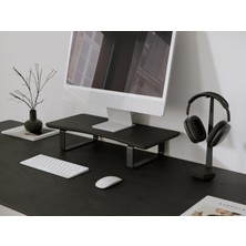 Doğal Ahşap Monitör Yükseltici Monitor Altlığı Monitör Sehpası Curve Tek Monitör