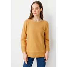 Kadın Sıfır Yaka Dikişsiz Kazak Camel