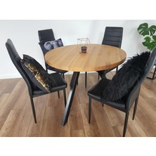 Abronya Yuvarlak Masa Metal Ayaklı Yemek Masası