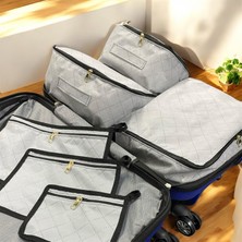 6'lı Valiz Düzenleyici Bavul Içi Organizer Set Seyahat Hurcu Gri