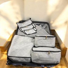 6'lı Valiz Düzenleyici Bavul Içi Organizer Set Seyahat Hurcu Gri