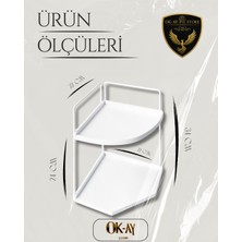 Banyo Kozmetik Takı Düzenleyici Masaüstü Raf Çok Amaçlı Mutfak Rafı - Servis Sunum Ikramlık Tepsisi Dekoratif 2 Katlı Raf | Çok Amaçlı Organizer Paslanmaz Çelik & Ahşap Stand – Salon, Mutfak