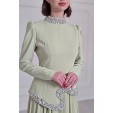 Sarı Şifon Etekli Abiye Elbise 4437