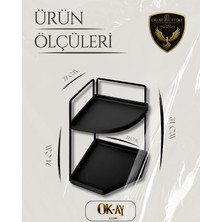 Okay Kozmetik Takı Düzenleyici - Banyo Masaüstü Organizer Servis Sunum Tepsisi Ikramlık - Çok Amaçlı 2 Katlı Raf Dekoratif 2 Katlı Raf | Çok Amaçlı Organizer Paslanmaz Çelik & Ahşap Stand