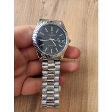 Coliseum Rolex Görünümlü Çelik Kordon Siyah Kadran Gümüş Renkli Takvimli Erkek Kol Saati