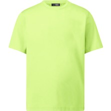 BRZ Collection Kız Çocuk Neon Sarı Kısa Kollu T-Shirt Günlük Tarz %100 Pamuk