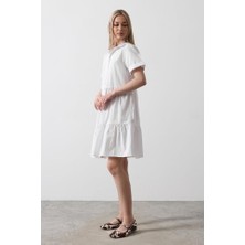 Rose's Boutiqe All About Women Kısa Kol Düğmeli Elbise - Beyaz