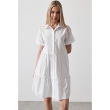 Rose's Boutiqe All About Women Kısa Kol Düğmeli Elbise - Beyaz