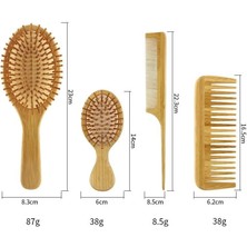 Schulzz 4 Parçadan Oluşan Bambu Doğal Fırça Tarak Seti