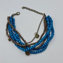 Mavi Boncuk Detaylı Çok Sıralı Bohem Bileklik