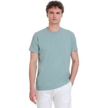 HTML Mavi Regular Fit Bisiklet Yaka Pamuklu Tişört