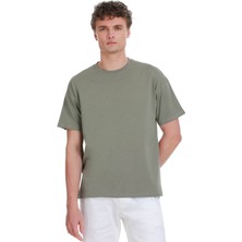 Gri Regular Fit 100% Pamuk Bisiklet Yaka Oversize Tişört