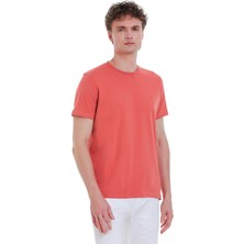 Kiremit Regular Fit Bisiklet Yaka Pamuklu Tişört