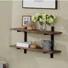 Abronya Duvar Rafı Kitaplık 2 Katlı Dekoratif Kitaplık Ahşaplı Duvar Rafı