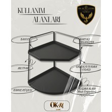 Okay Servis Sunum Ikramlık Tepsisi - Mutfak Düzenleyici Takı, Makyaj Ve Kozmetik 2 Katlı Masaüstü Raf Çok Amaçlı Servislik - Banyo, Mutfak, Takı, Kozmetik Masaüstü Kozmetik Takı Düzenleyici