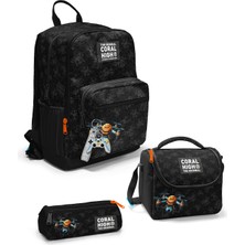 Coral High Siyah Drone Desenli 3’lü Okul Çanta Seti SET0123691