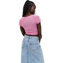 Pembe Tül Crop Büstiyer